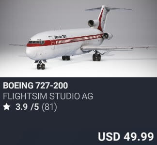 Boeing 727-200 by FlightSim Studio AG. USD $49.99