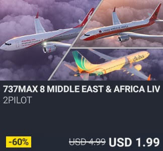 737MAX 8 MIDDLE EAST & AFRICA LIVERIES by 2PILOT. USD $4.99 (on sale for 1.99)