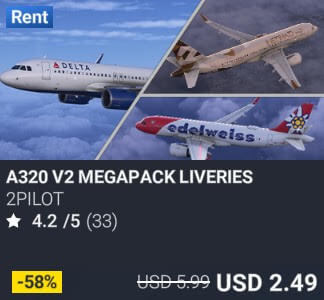 A320 V2 MEGAPACK LIVERIES by 2PILOT. USD $5.99 (on sale for 2.49)