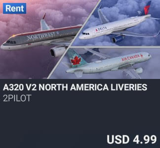 A320 V2 NORTH AMERICA LIVERIES by 2PILOT. USD $4.99
