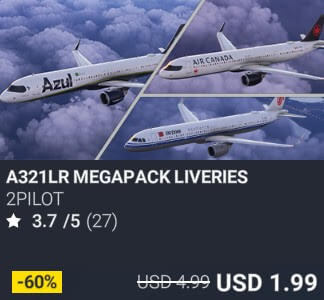 A321LR MEGAPACK LIVERIES by 2PILOT. USD $4.99 (on sale for 1.99)