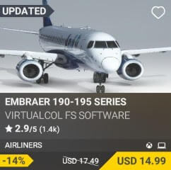 Embraer 190-195 Series by Virtualcol FS Software. USD $25.99 (on sale for 21.99)