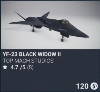 YF-23 Black Widow II by Top Mach Studios. 120 Simverse Coins