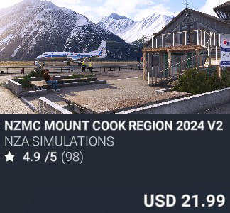 NZMC Mount Cook Region 2024 V2 by NZA Simulations. USD $6.99