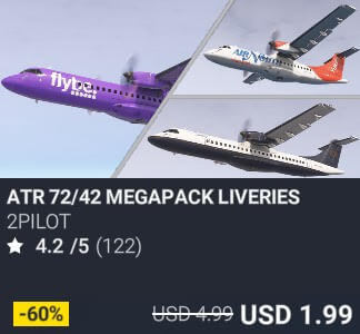 ATR 72/42 MEGAPACK LIVERIES by 2PILOT. USD $4.99 (on sale for 1.99)