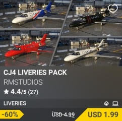 CJ4 LIVERIES PACK by RmStudios. USD $4.99 (on sale for 1.99)