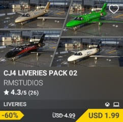 CJ4 LIVERIES PACK 02 by RmStudios. USD $4.99 (on sale for 1.99)