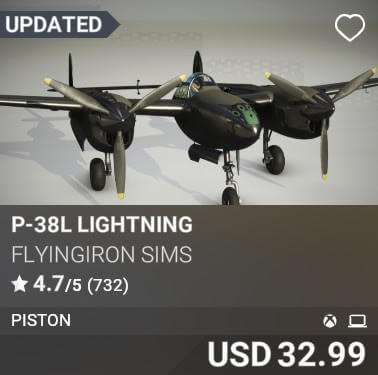 P-38L Lightning by FlyingIron Sims. USD $32.99