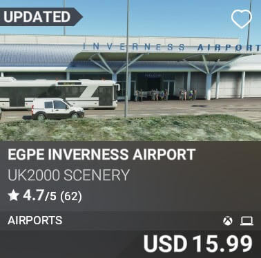 EGPE Inverness Airport by UK2000 Scenery. USD $15.99