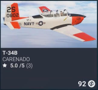 T-34B by Carenado. 92 Simverse Coins