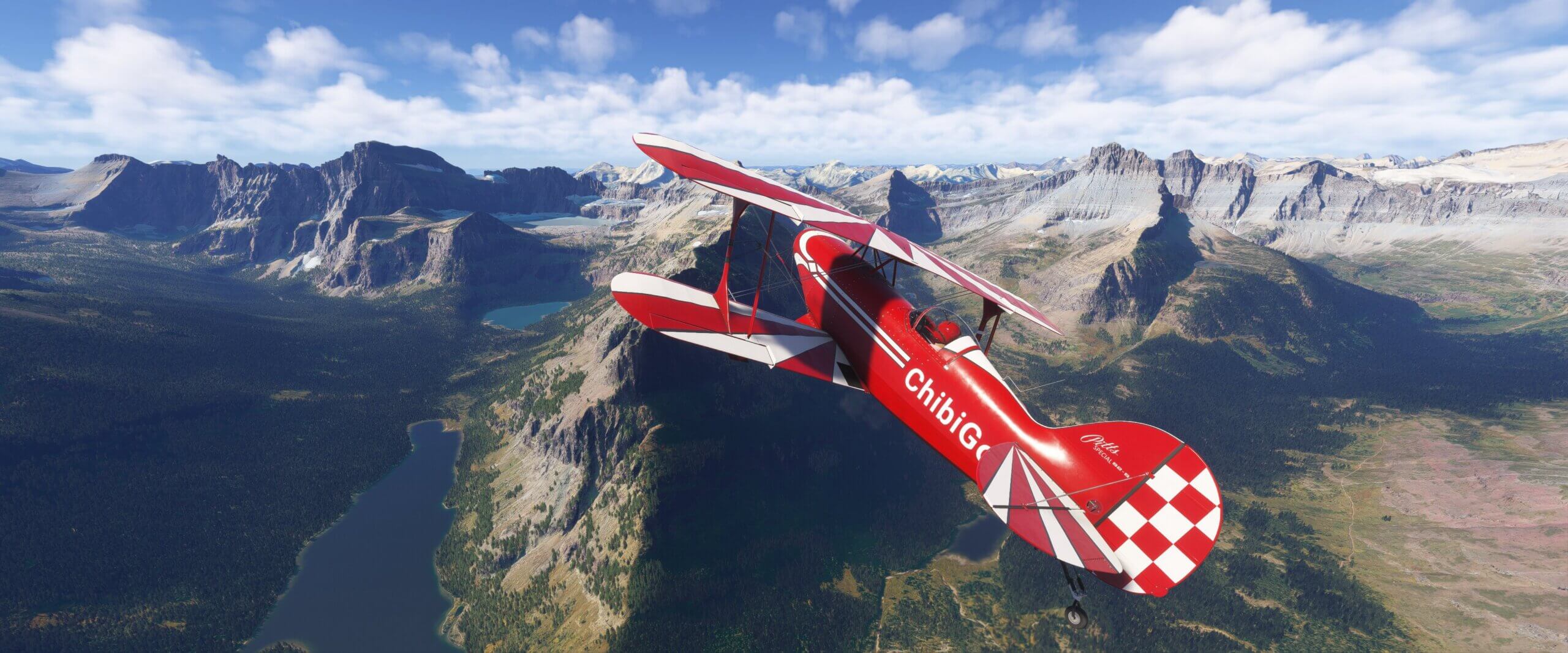 A dual wing aircraft climbs to avoid terrain in a US National Park