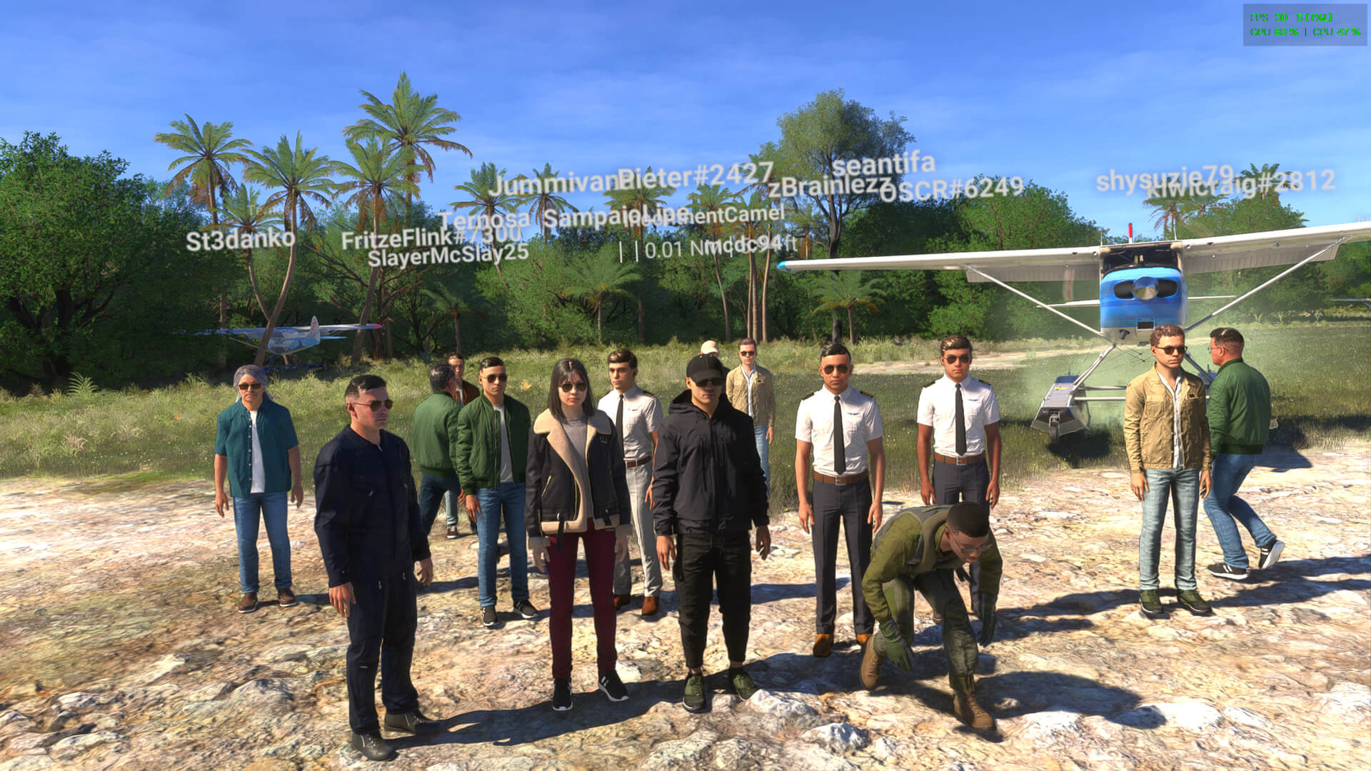 A group of pilots all line up for a picture