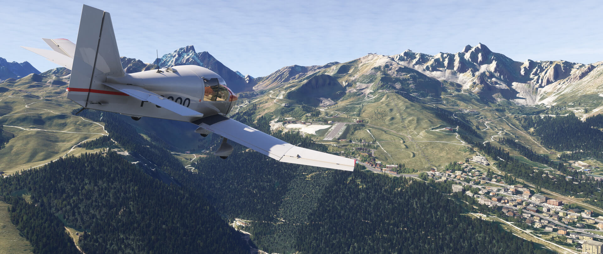 A screenshot from eaglegreg1206 (Forums) showing an aircraft flying near mountainous terrain