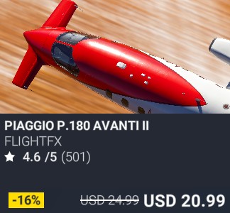 Piaggio P.180 Avanti II by FlightFX. USD 24.99. Update on PC and Xbox