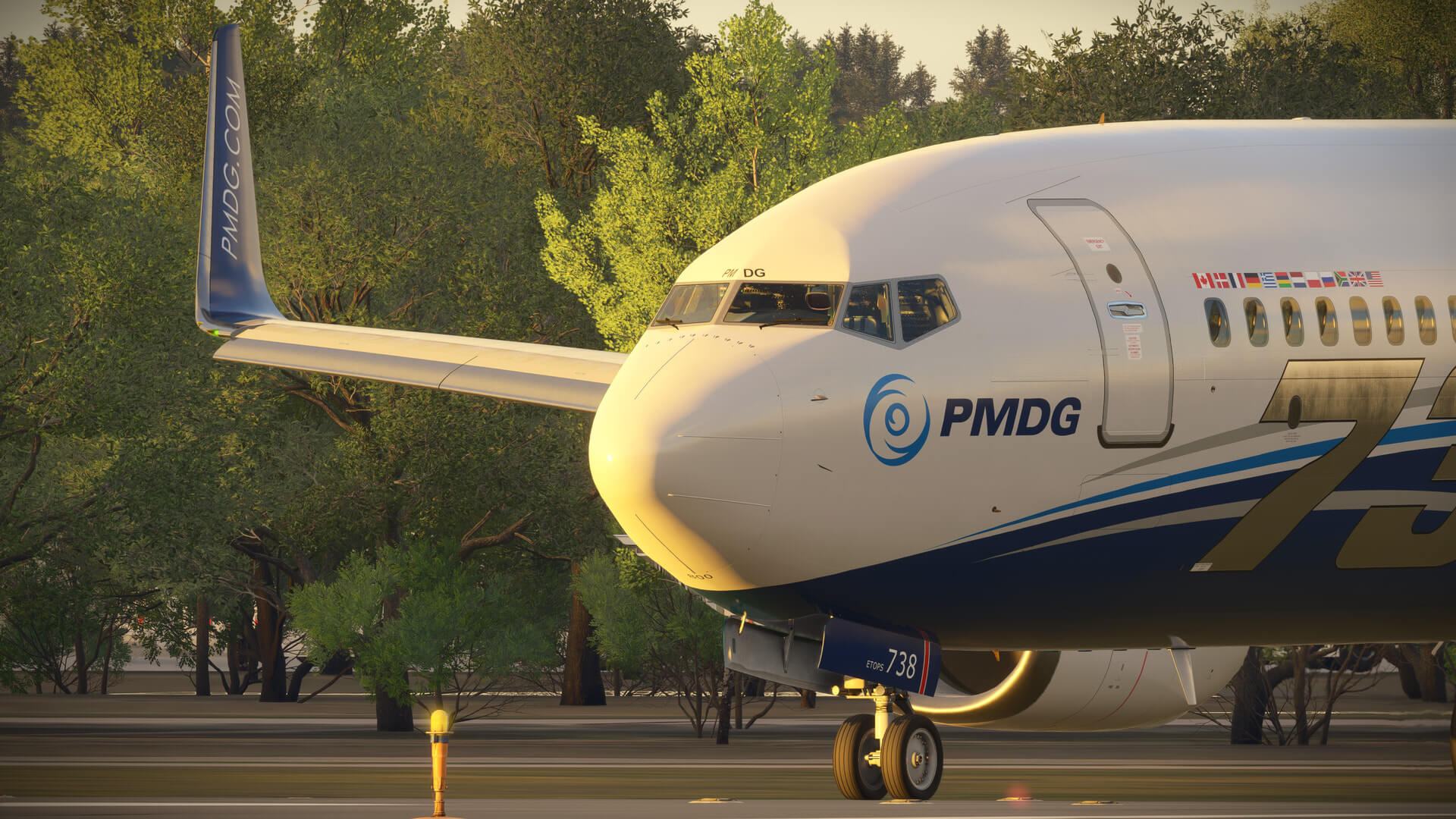 A Boeing 737 taxis with the sun reflecting on the fuselage and wing