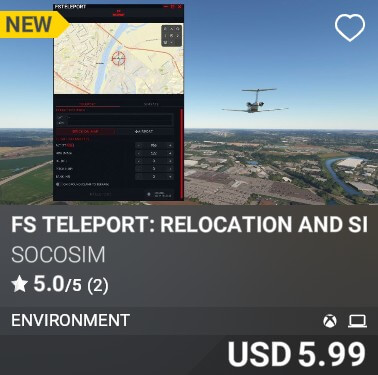 FS Teleport: Relocation and Sim Rate Tool by SoCoSim. USD 5.99. New on PC and Xbox