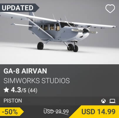 GA-8 Airvan by SimWorks Studios. USD 29.99. Update on PC and Xbox