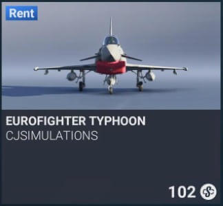 Eurofighter Typhoon by CJSimulations. SC 102. New on PS5