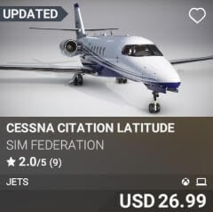 Cessna Citation Latitude by Sim Federation. USD 26.99. Update on PC and Xbox