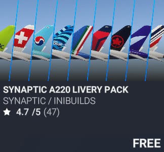 Synaptic A220 Livery Pack by iniBuilds. FREE. New on PC and Xbox