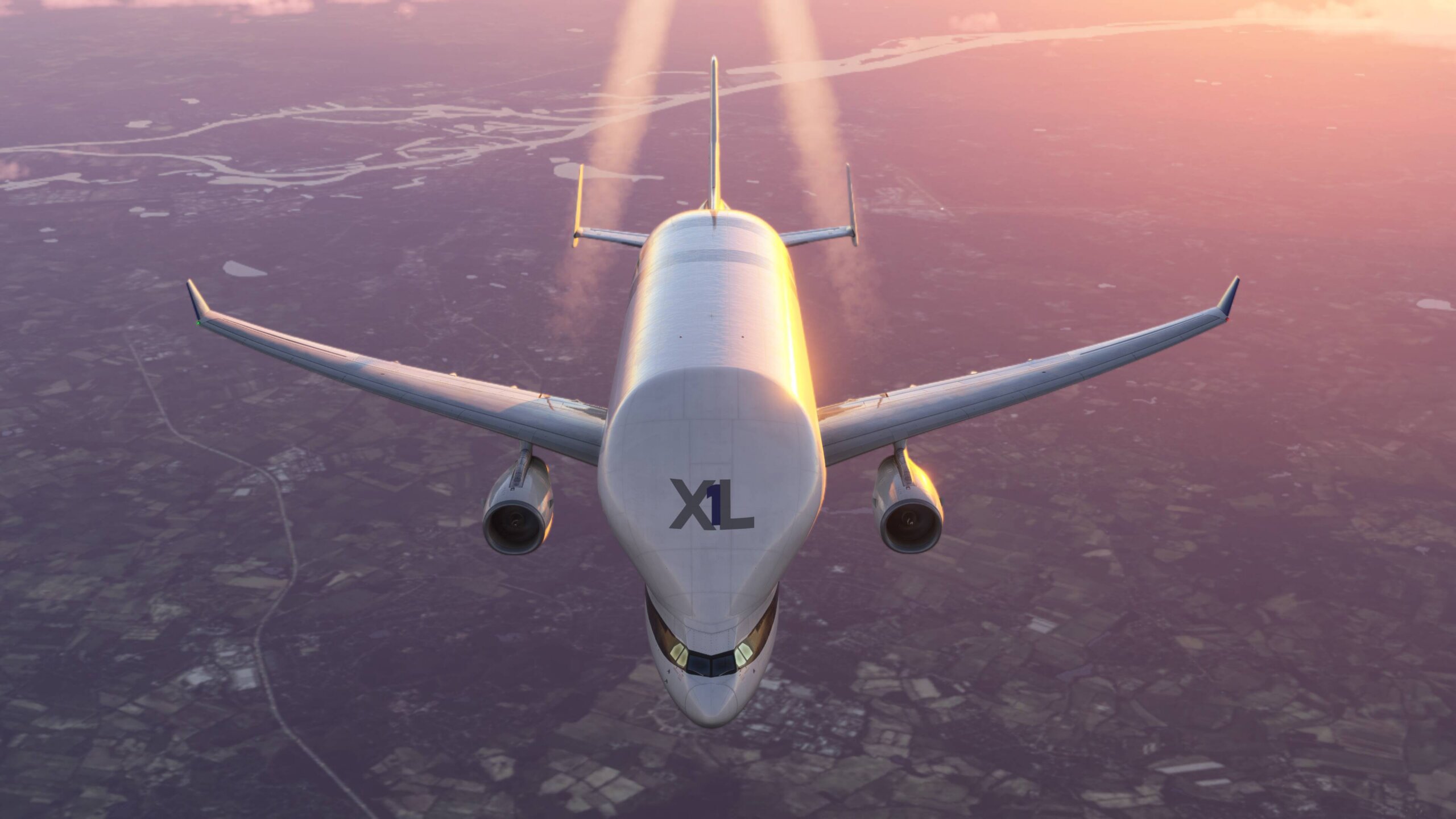An Airbus Beluga XL in cruise