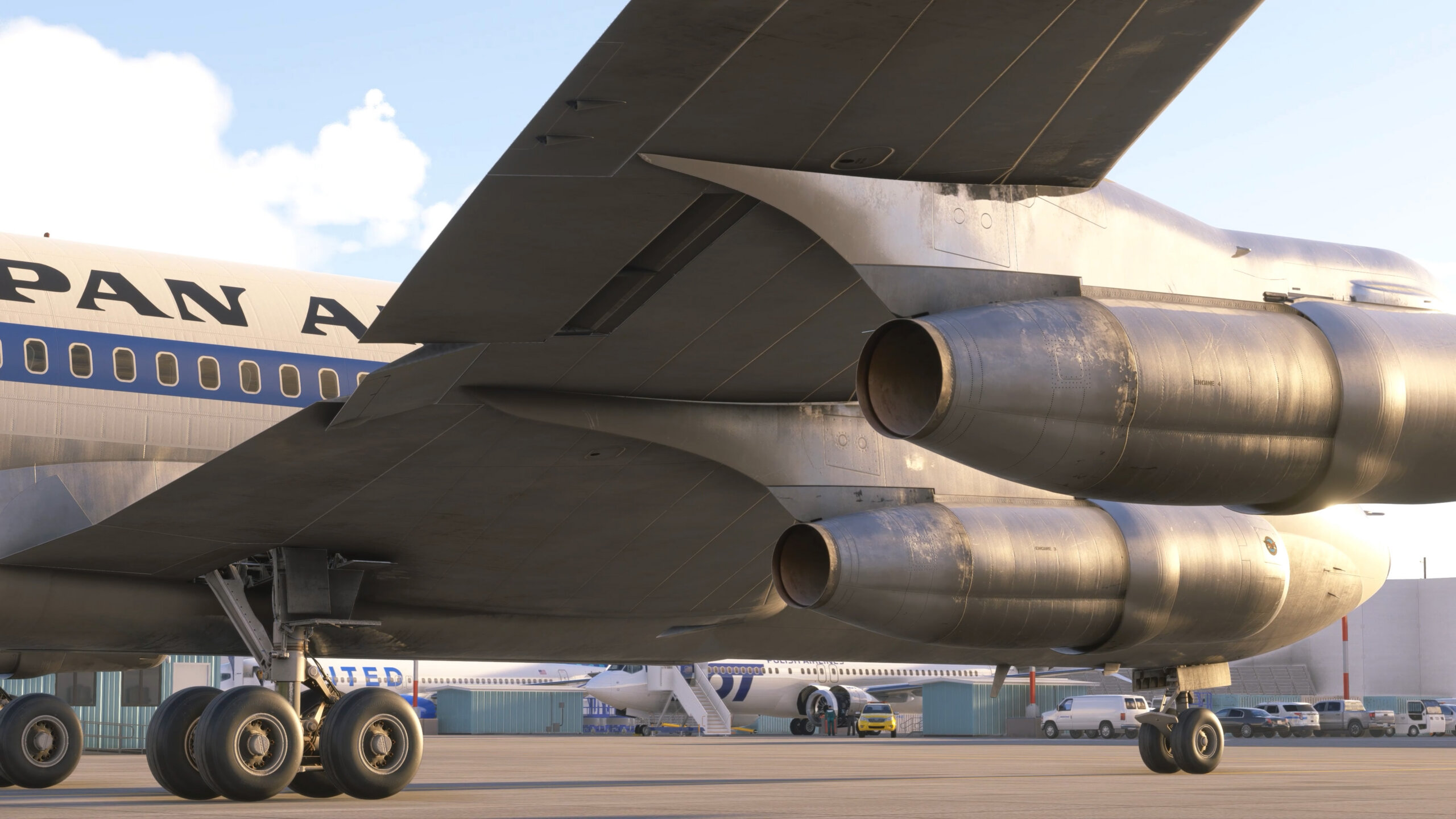 An exterior shot of a Boeing 707