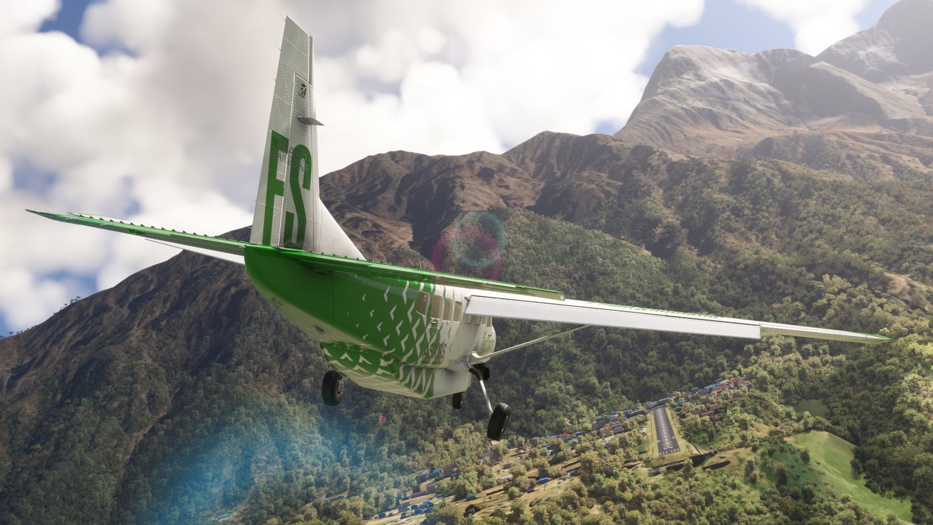 A Cessna Grand Caravan makes an approach for Lukla Airport, Nepal