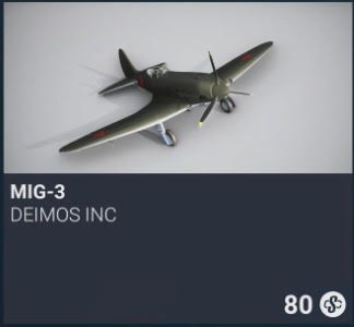 MiG-3 by DeimoS Inc. SC 80. New on PS5