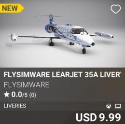 Flysimware Learjet 35A Livery Pack 1 by Flysimware. USD 9.99. New on PC and Xbox