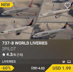 737-8 WORLD LIVERIES by 2PILOT. USD 4.99. New on PC and Xbox