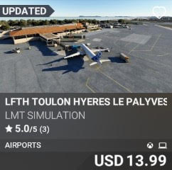 LFTH Toulon Hyeres le Palyvestre airport by LMT Simulation. USD 13.99. Update on PC and Xbox
