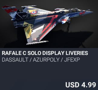 Rafale C Solo Display Liveries by Dassault / AzurPoly / JFEXP. USD 4.99. New on PC and Xbox