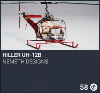 Hiller UH-12B by Nemeth Designs. SC 58. New on PS5