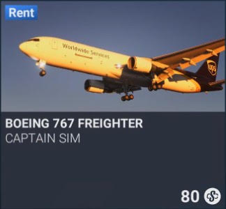 Boeing 767 Freighter by Captain Sim. SC 80. New on PS5