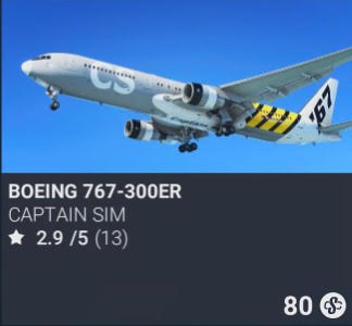Boeing 767-300ER GE by Captain Sim. SC 60. New on PS5