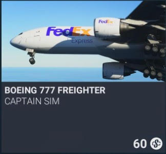 Boeing 777 Freighter by Captain Sim. SC 60. New on PS5