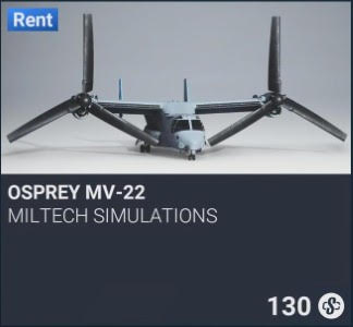 Osprey MV-22 by Miltech Simulations. SC 130. New on PS5