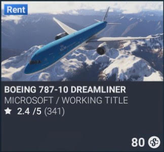 Boeing 787-10 Dreamliner by Microsoft / Working Title. SC 80. Update on PS5