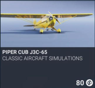 Piper Cub J3C-65 by Classic Aircraft Simulations. SC 80. New on PS5