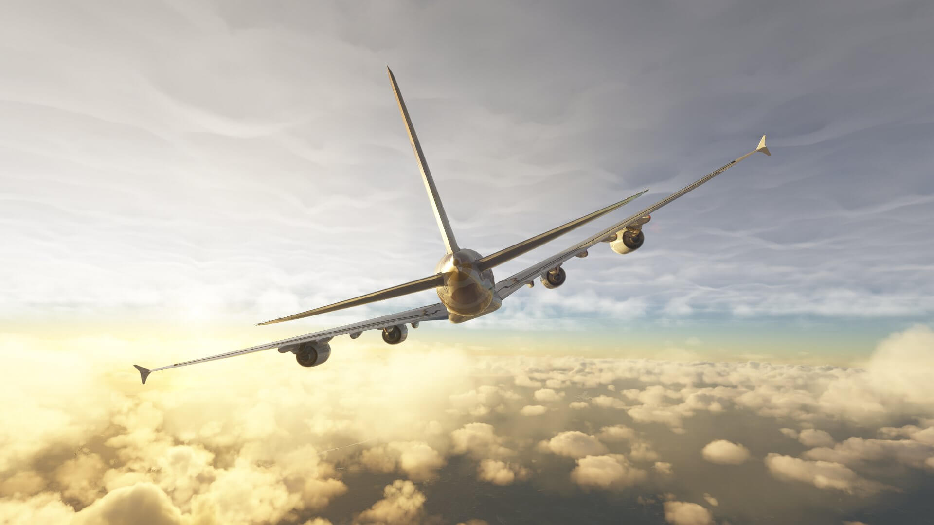 An Airbus A380 banks left in cruise