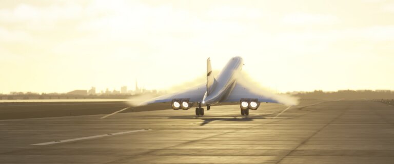 Concorde lifts for takeoff with afterburners lit