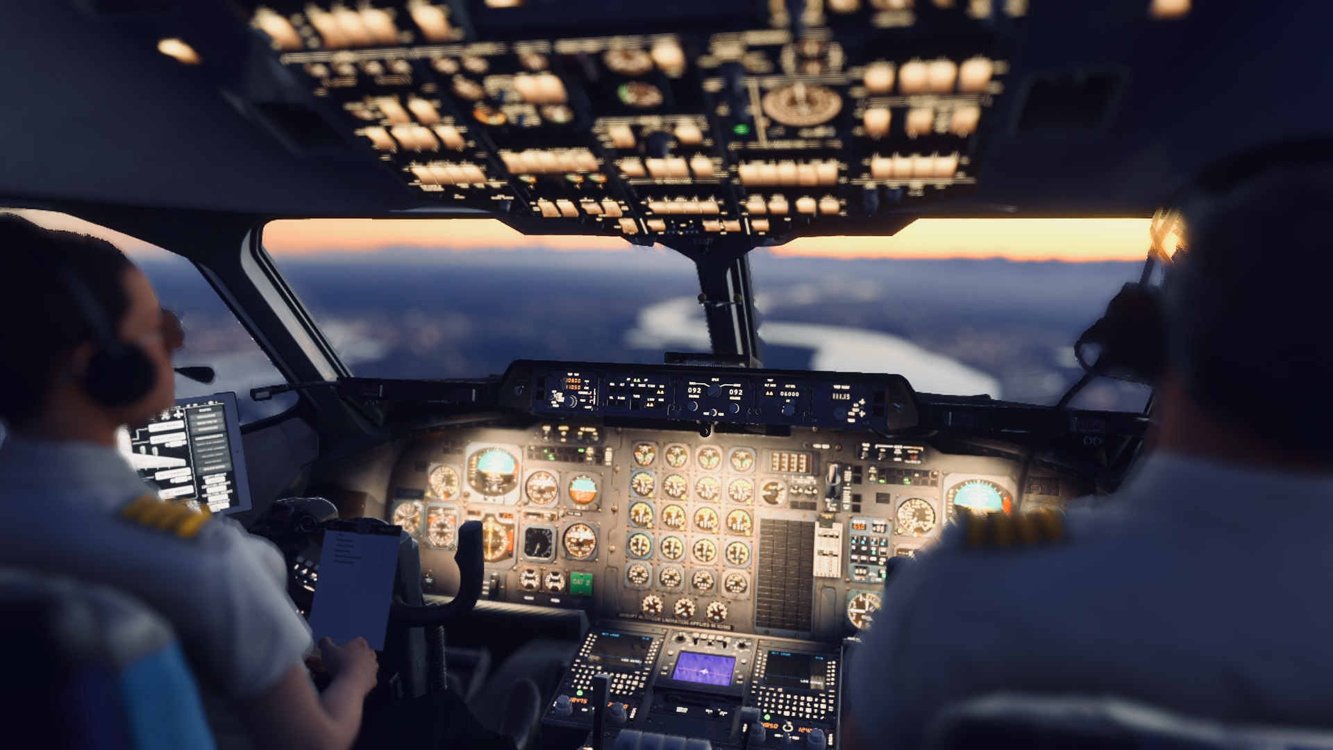 The flight deck of a BAe 146 airliner