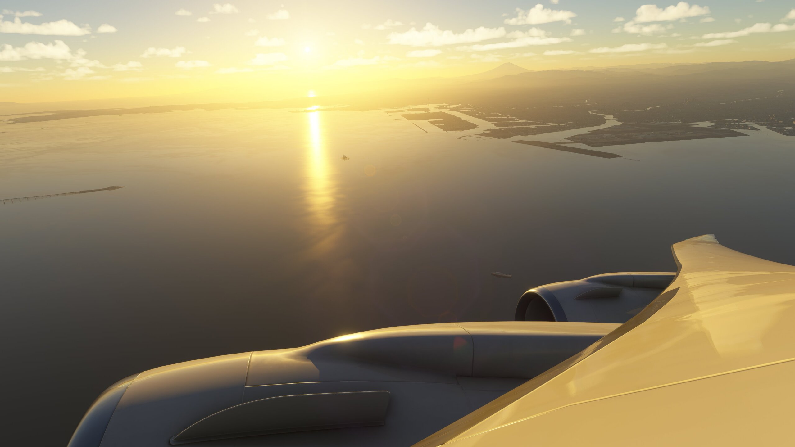 A wing view on takeoff out of Tokyo in a Boeing 747-8