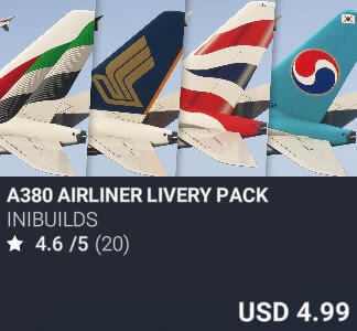 A380 Airliner Livery Pack by iniBuilds. USD 4.99. Update on PC and Xbox