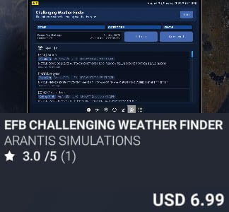 EFB Challenging Weather Finder by Arantis Simulations. USD 6.99. Update on PC and Xbox