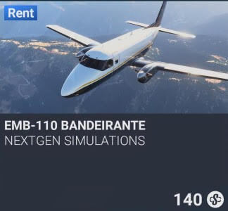 EMB-110 Bandeirante by NextGen Simulations. SC 140. New on PS5