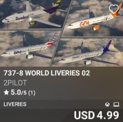737-8 WORLD LIVERIES 02 by 2PILOT. USD 4.99. New on PC and Xbox