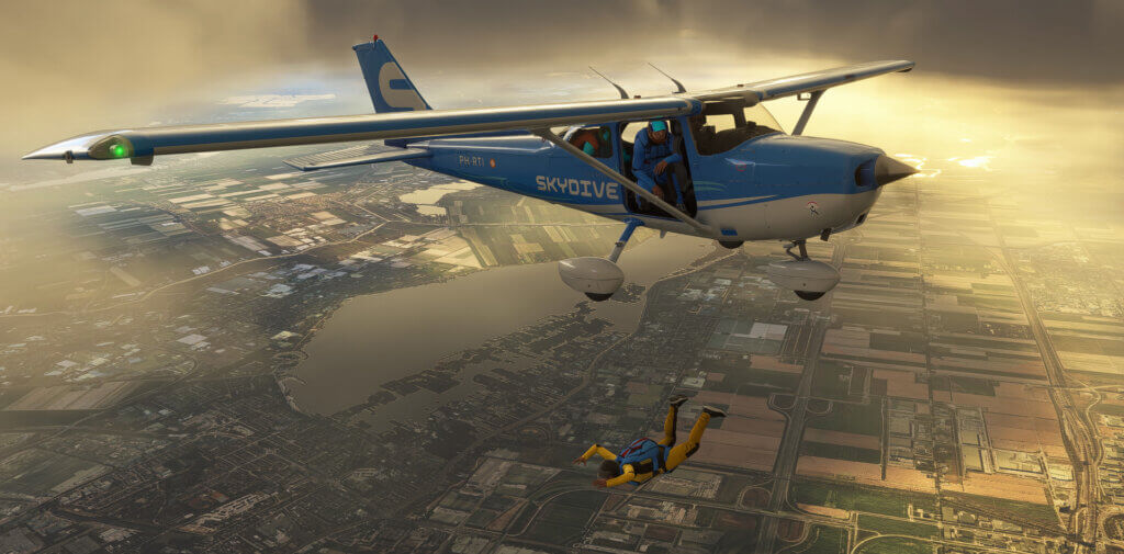 A skydiver jumps from a Cessna aircraft