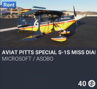 Aviat Pitts Special S-1S Miss Dianne by Microsoft / Asobo. SC 40. New on PS5