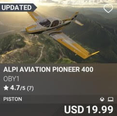 Alpi Aviation Pioneer 400 by OBY1. USD 19.99. Update on PC and Xbox